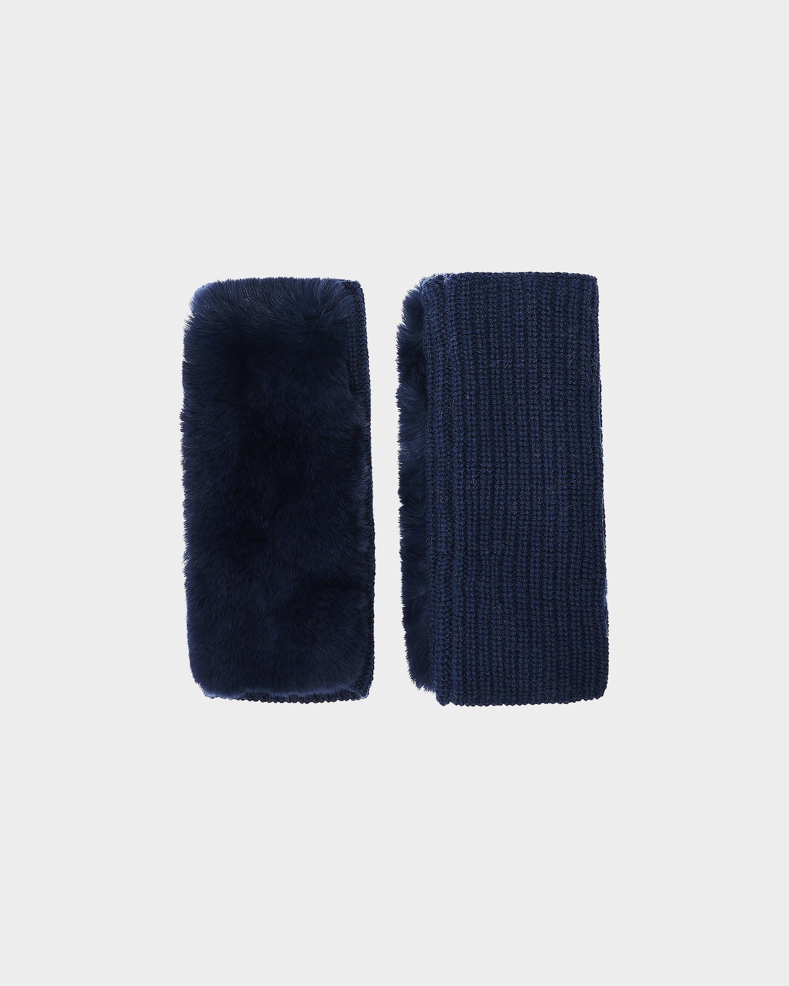 Cashmere wool knit and rex rabbit fingerless gloves - Yves Salomon