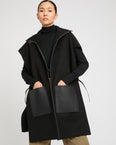 Double-sided cashmere wool and leather bib
