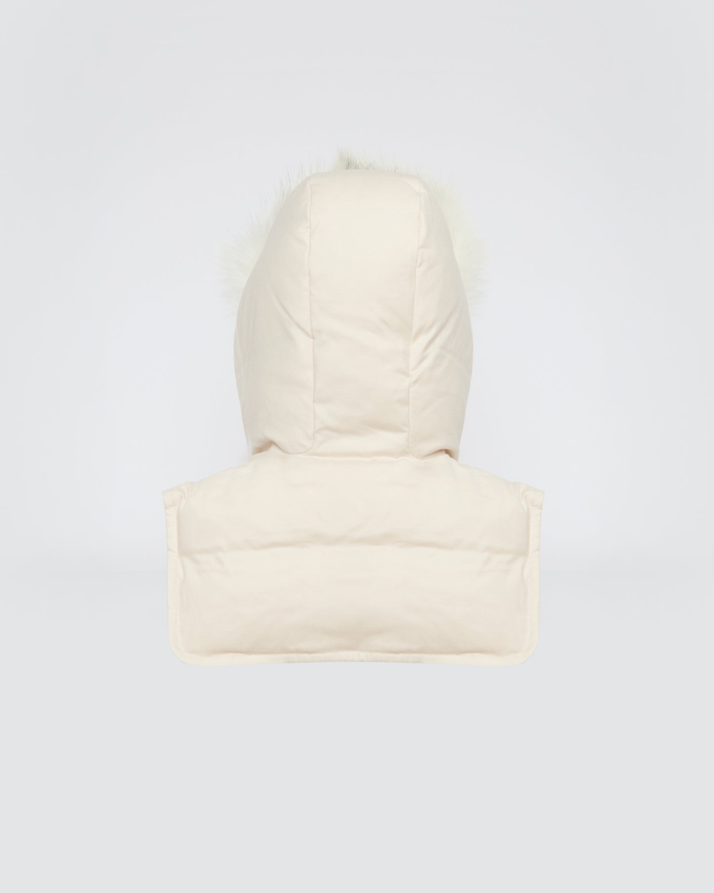 Padded hood bib in flannel and fox fur -Yves Salomon
