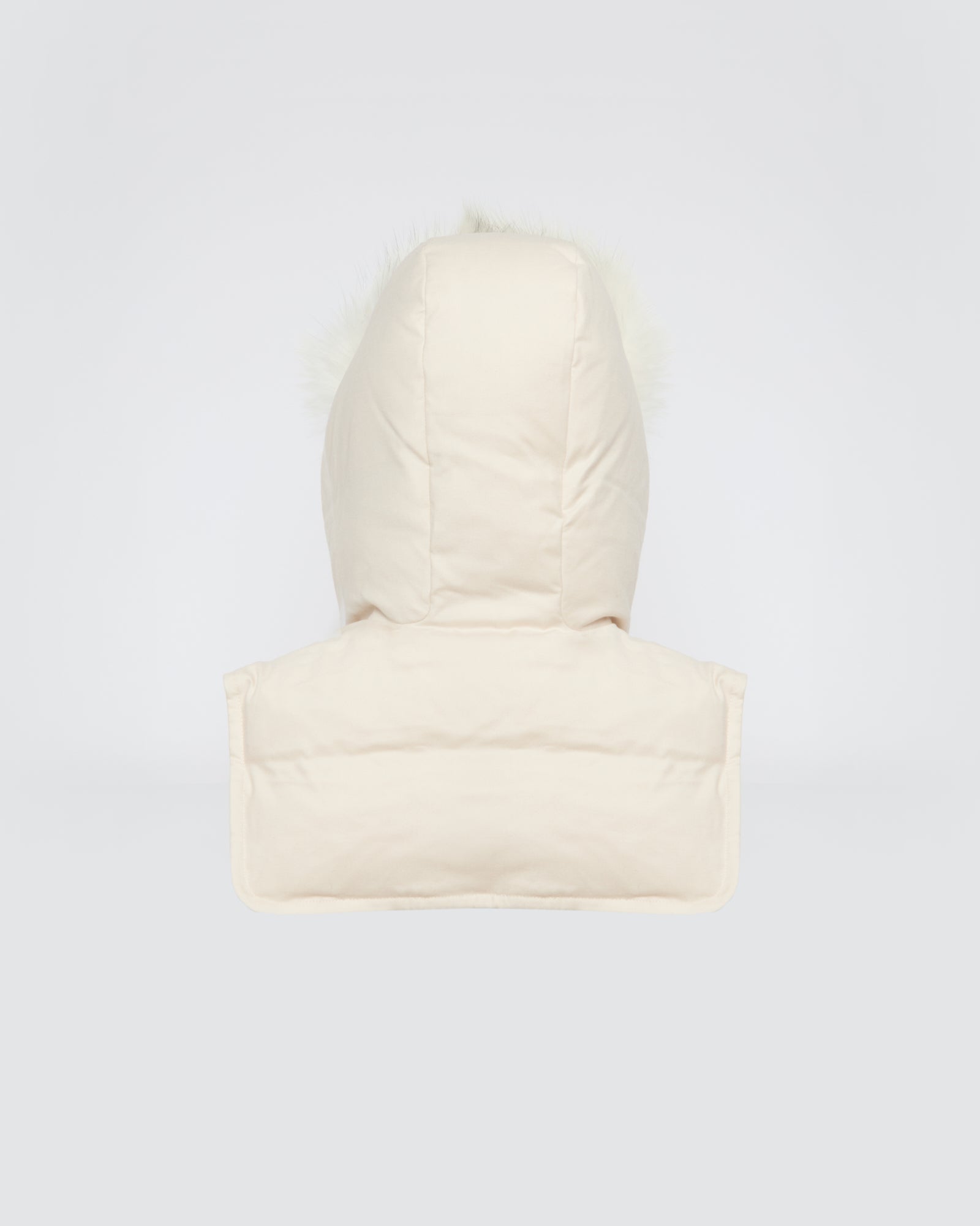 Padded hood bib in flannel and fox fur -Yves Salomon
