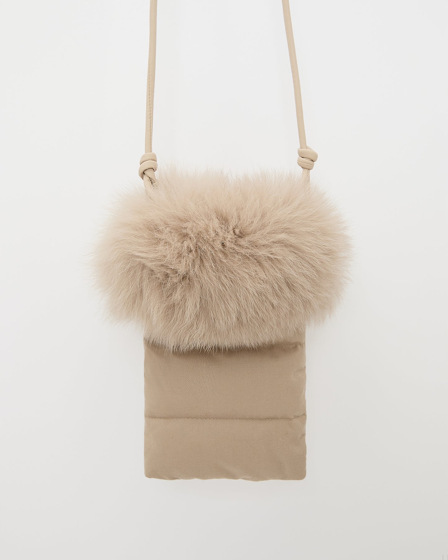 Flannel phone case with fox fur trim