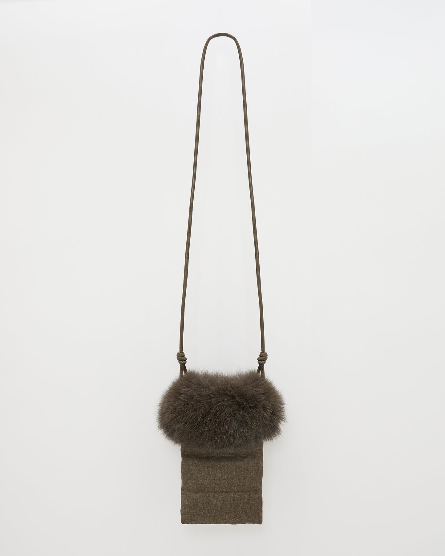 Flannel phone case with fox fur trim