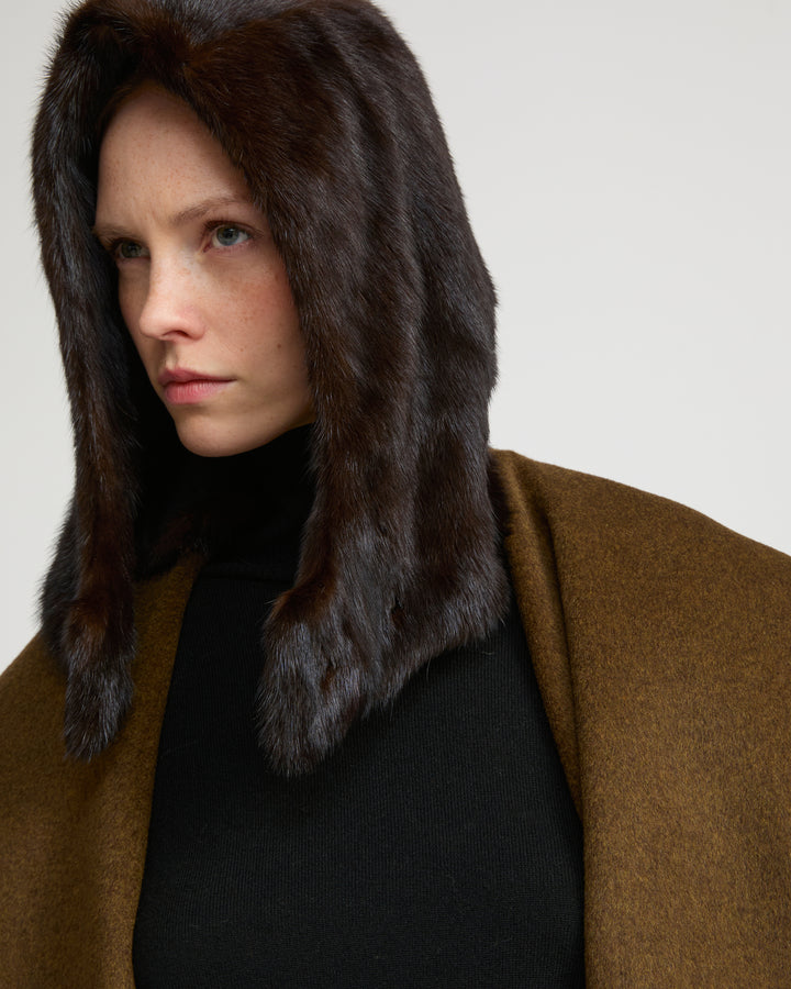 Mink fur and leather hood - Yves Salomon