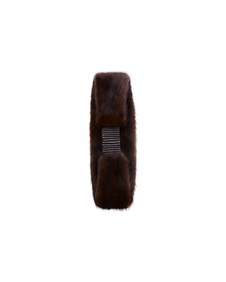 Mink fur and leather headband