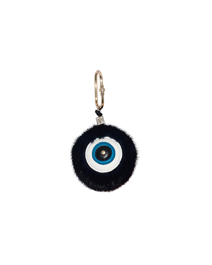 Eye bag charm / keyring with mink fur - Yves Salomon