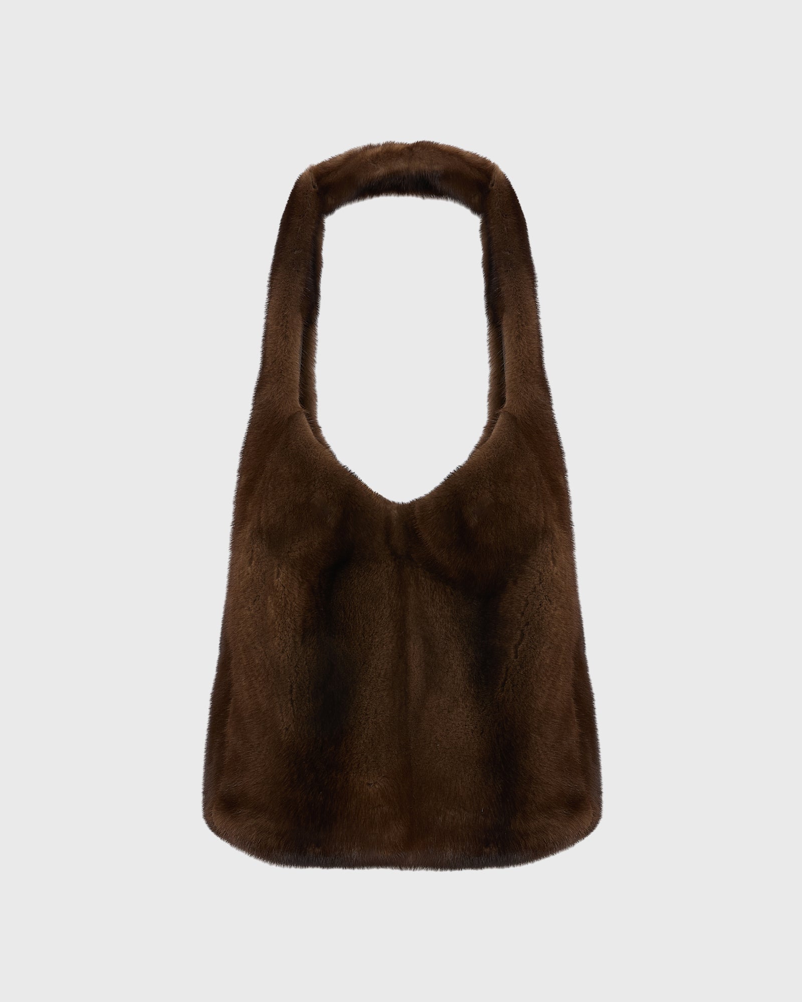 Mink fur bag with lamnskin details - brown - Yves Salomon – Yves
