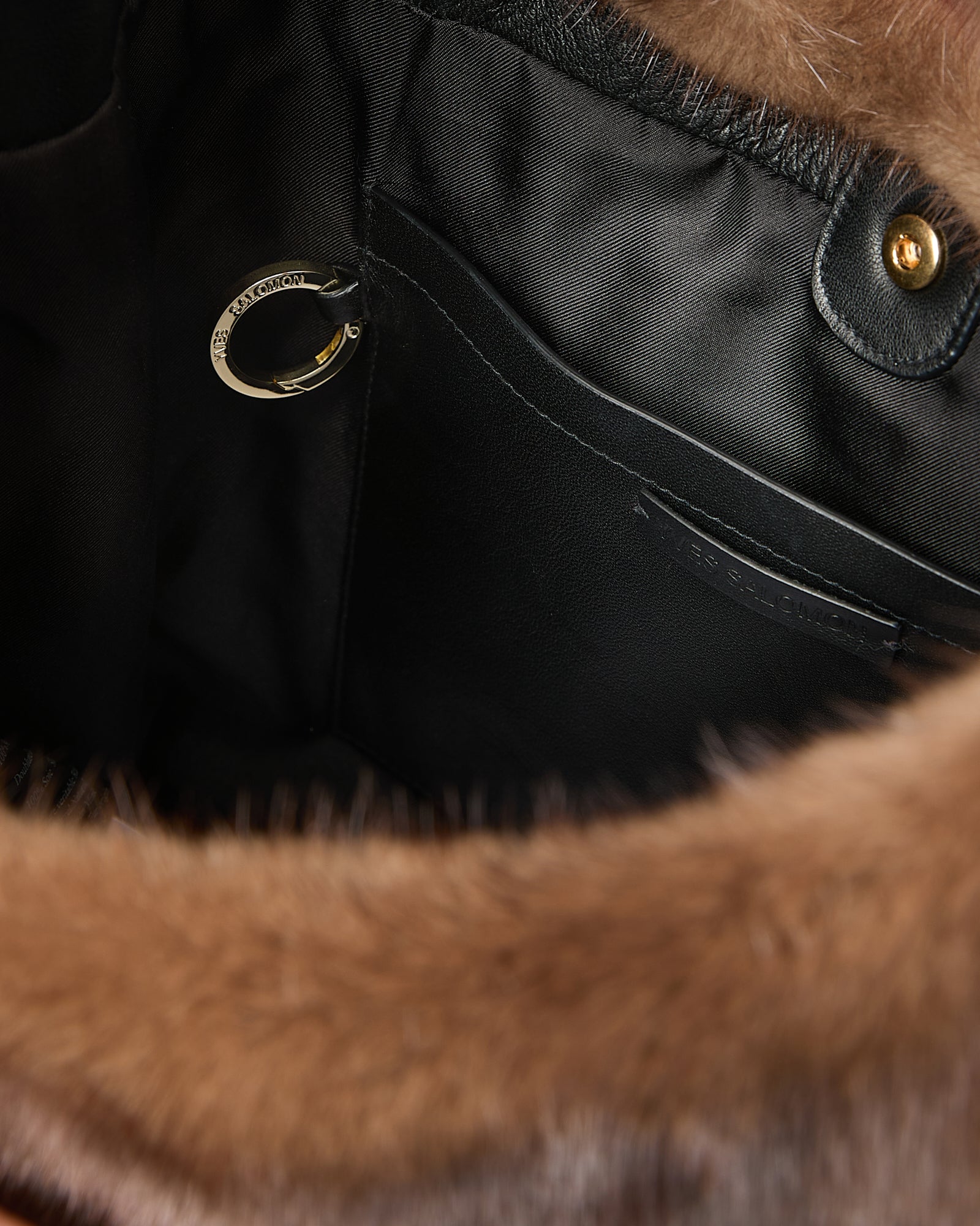 Mink fur bag with lamnskin details - brown - Yves Salomon – Yves