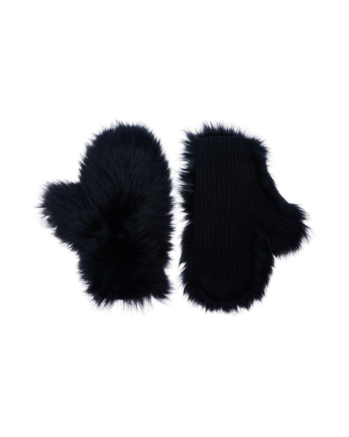 Cashmere / wool knit and fox fur mittens
