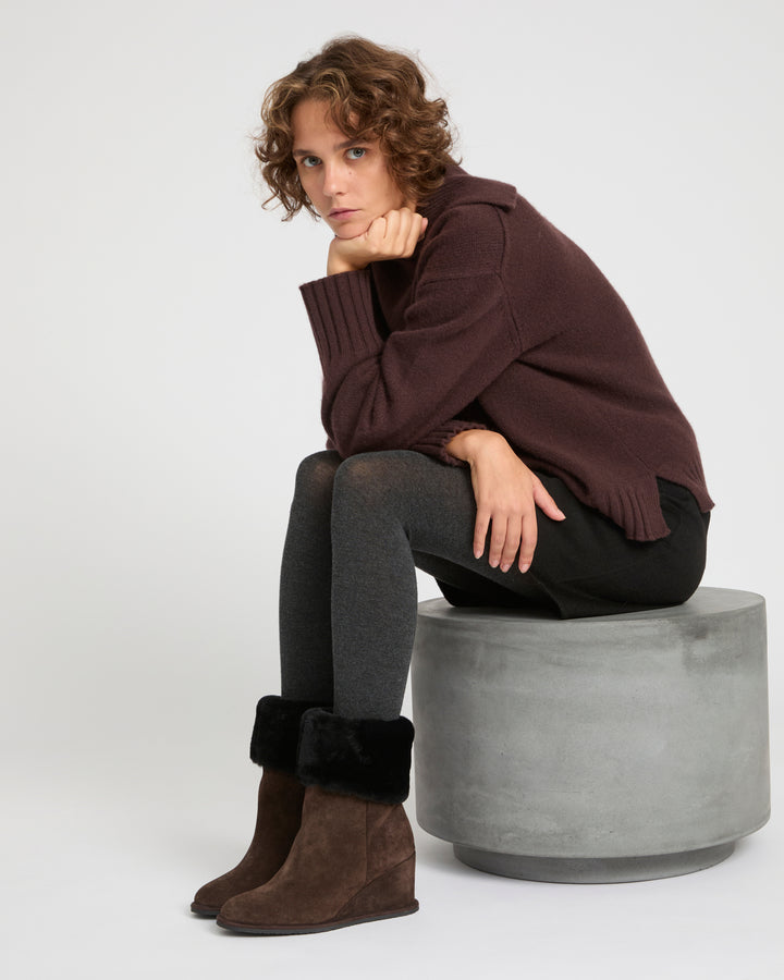 Wedge boots in Merino lambskin shearling -Yves Salomon