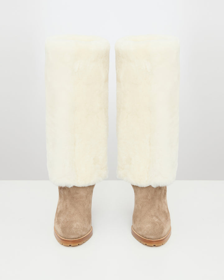 Merino lambskin shearling high boots -Yves Salomon