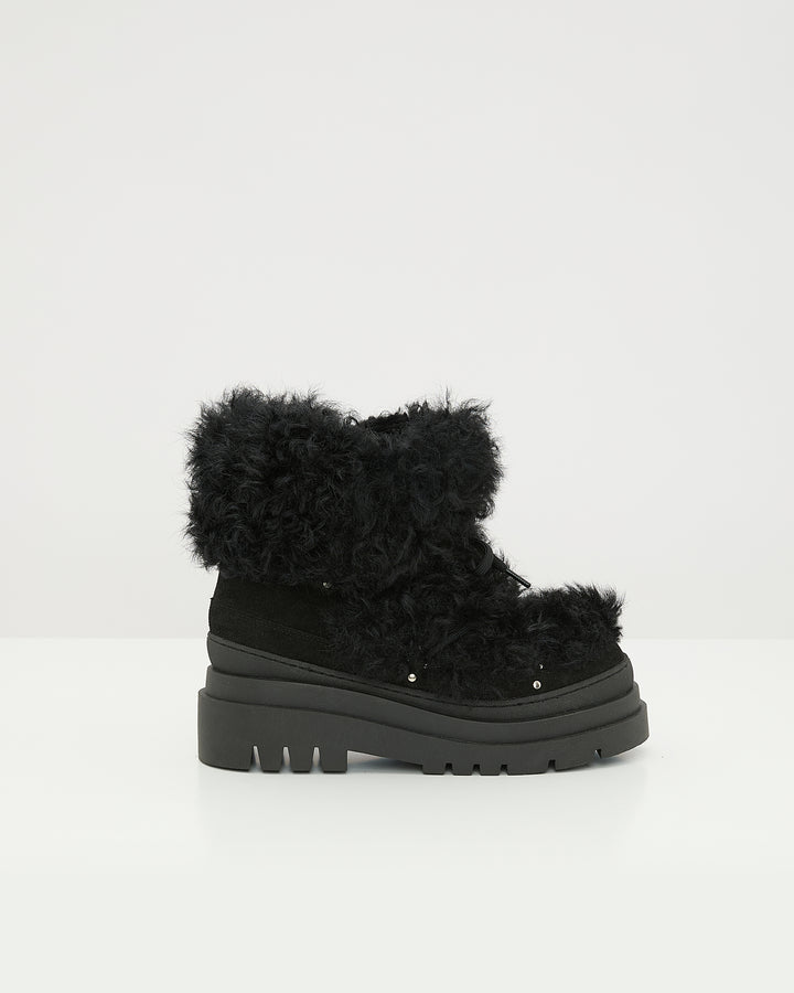 Ankle boots in leather and Lacon shearling -Yves Salomon