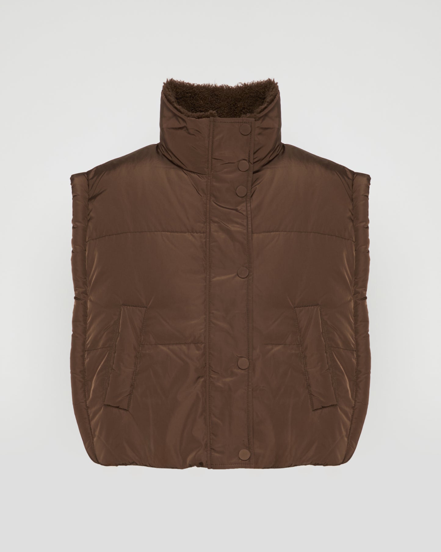 Sleeveless flannel and fox fur down jacket