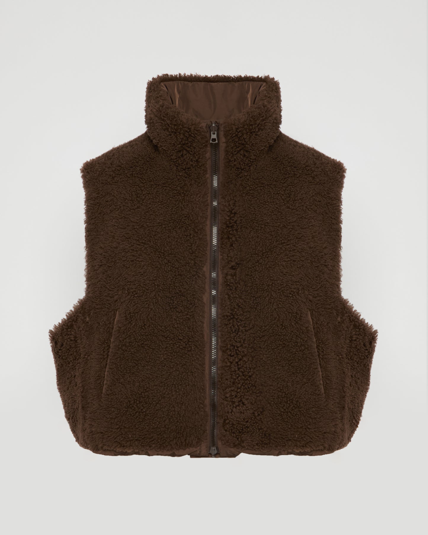 Sleeveless flannel and fox fur down jacket