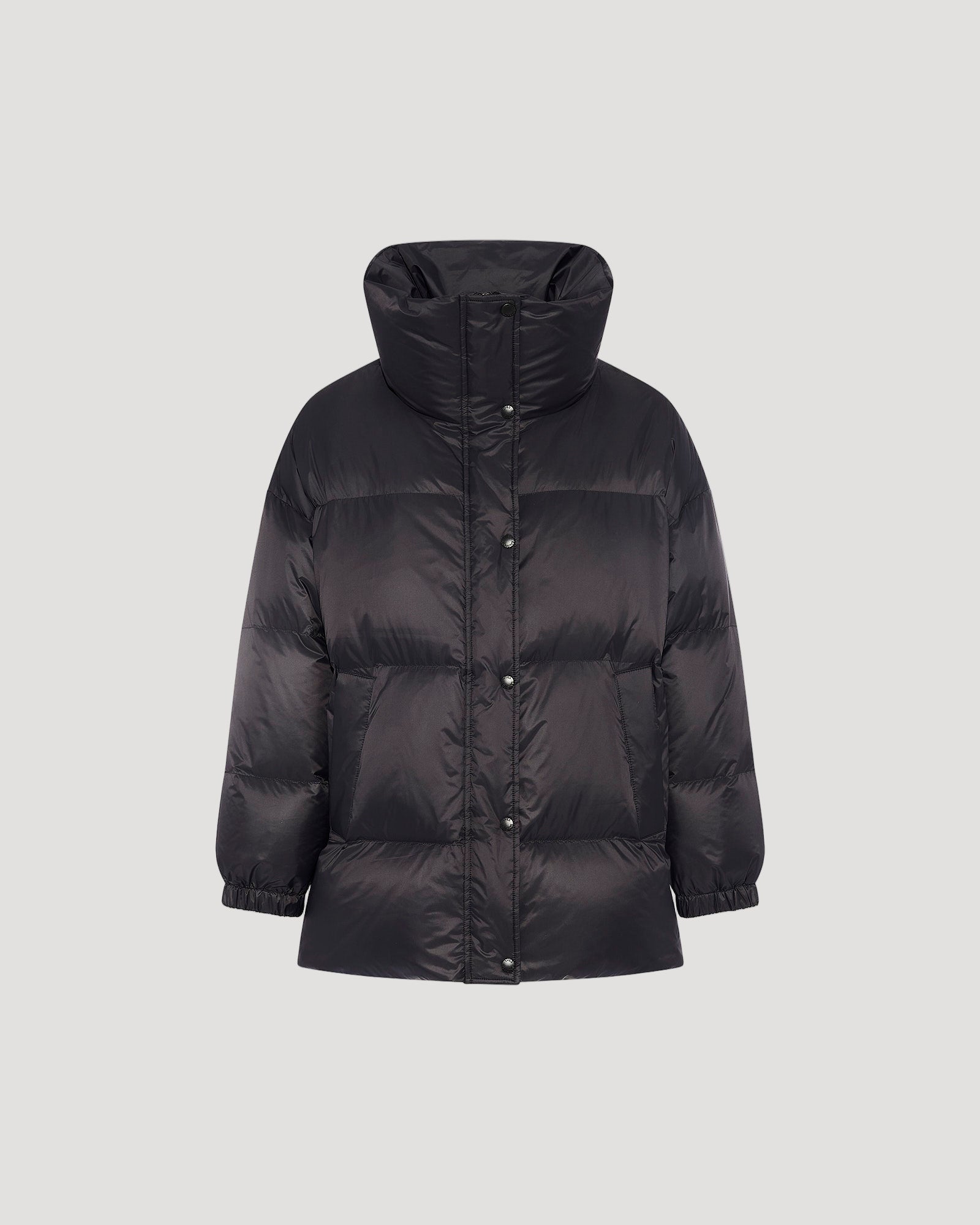 Mid-length down jacket with lambswool - black - Winter sale – Yves