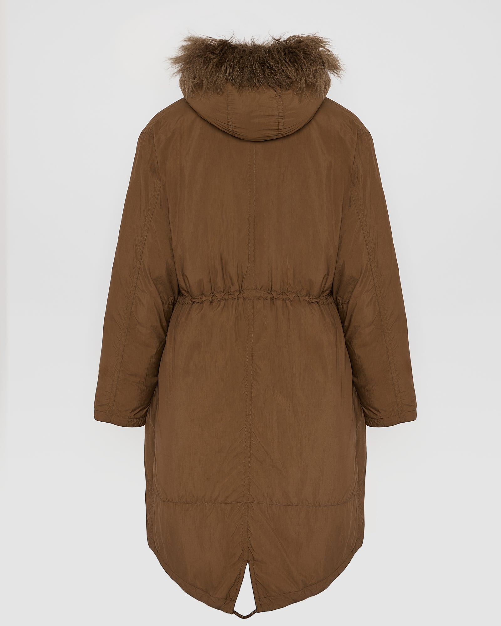 Ultra-light down parka with curly lambskin trim - Yves Salomon
