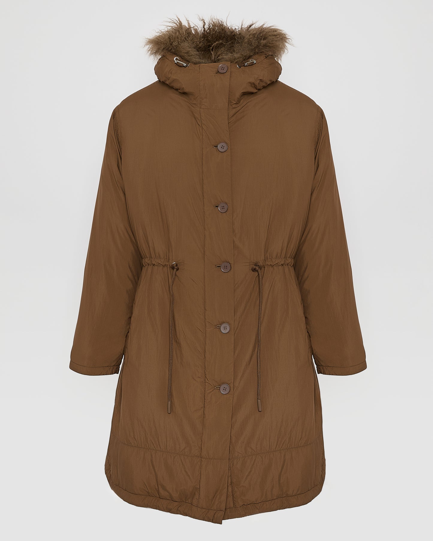 Ultra-light down parka with curly lambskin trim - Yves Salomon