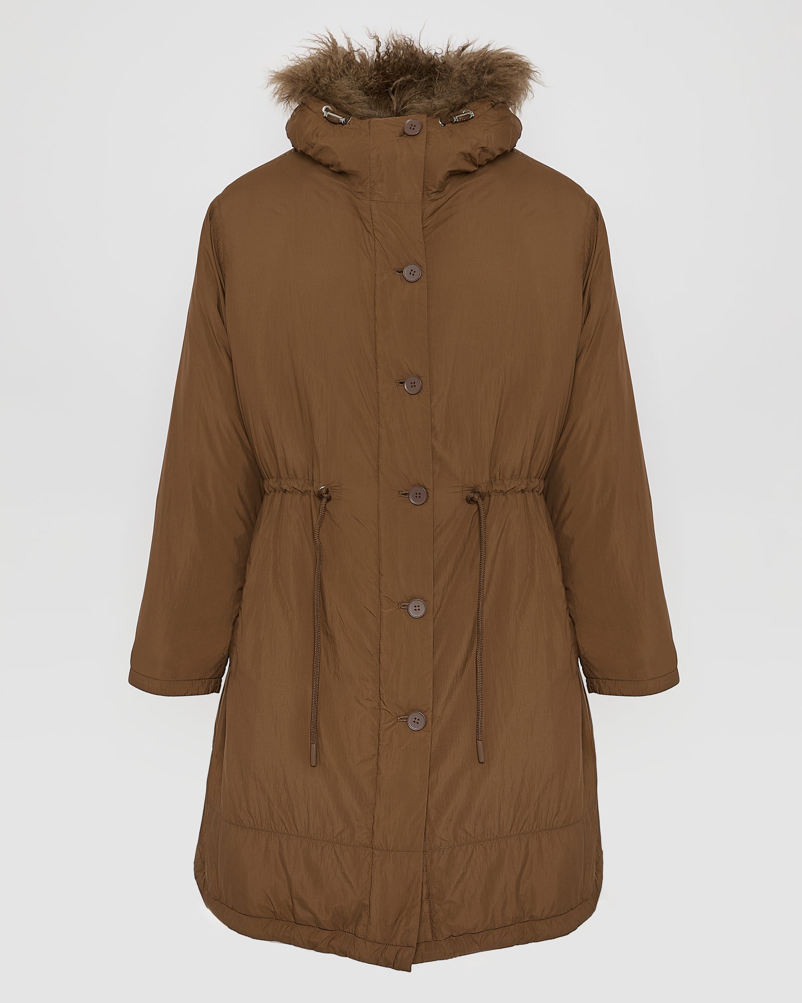Ultra-light down parka with curly lambskin trim - Yves Salomon