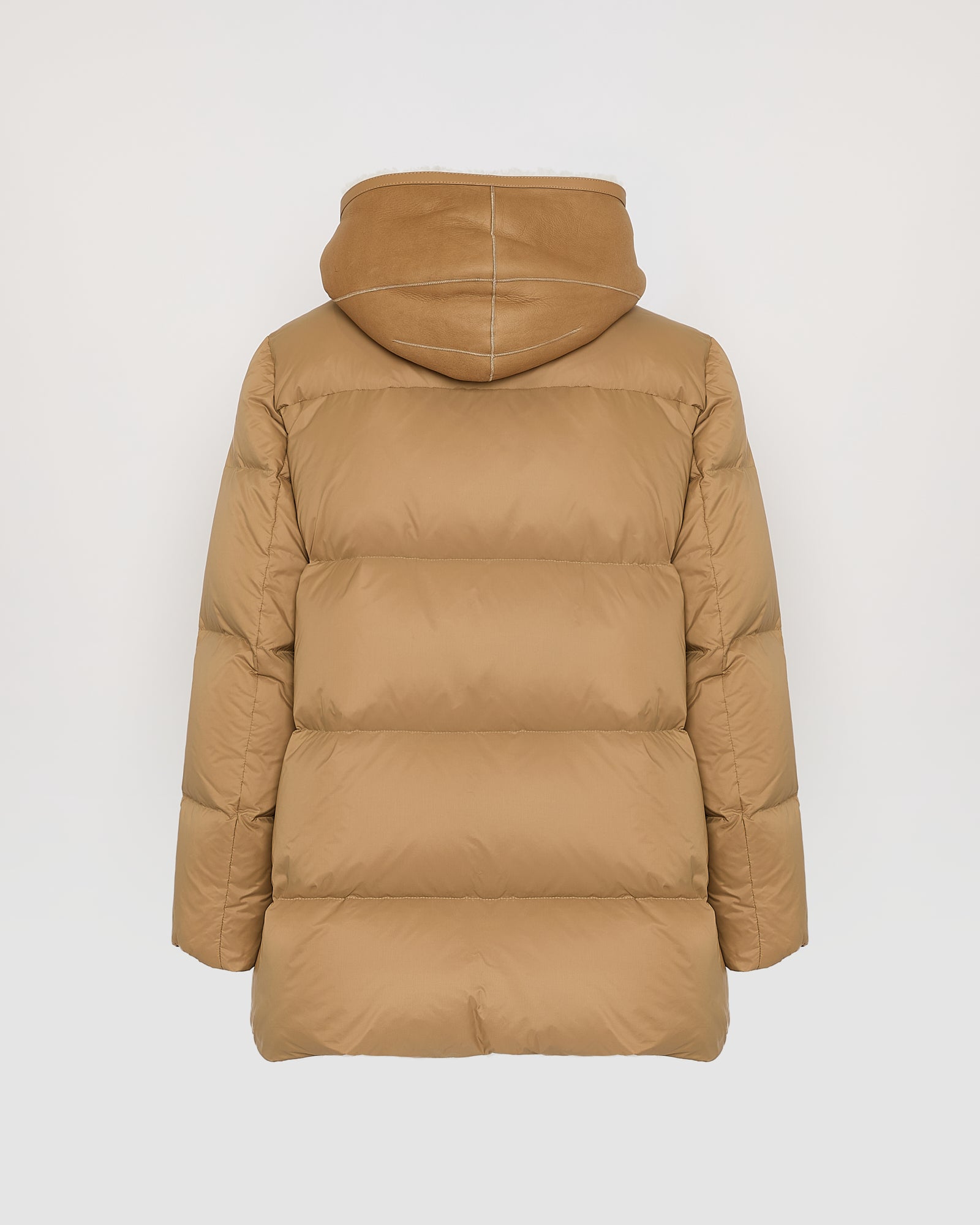 "A" line down jacket with lambskin shearling bib - Yves Salomon
