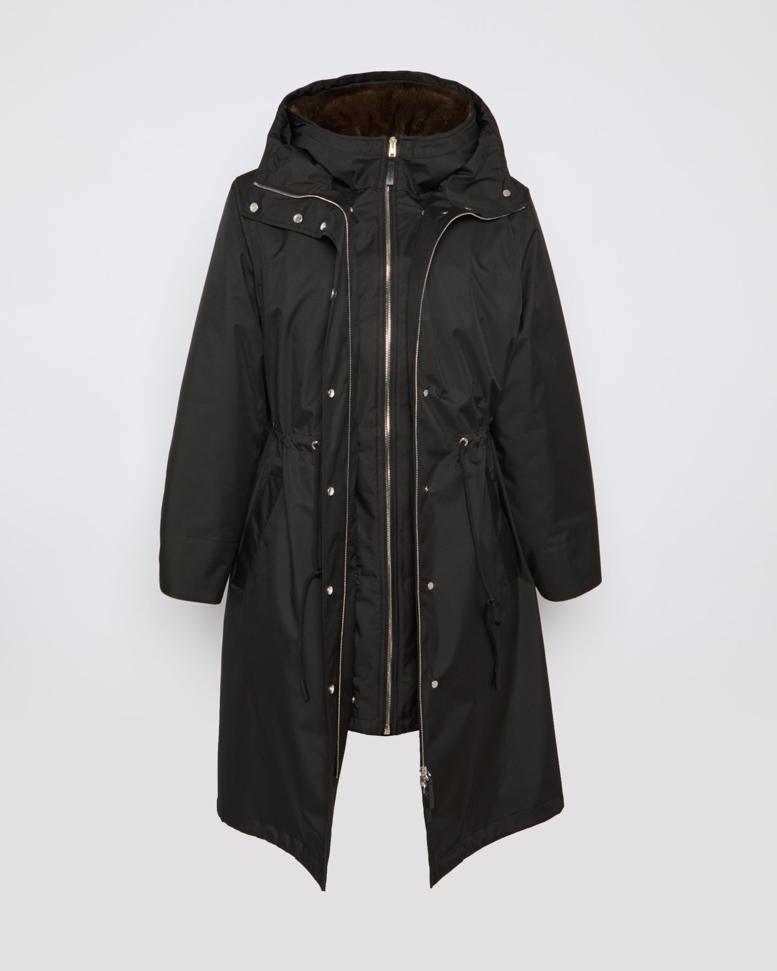 Long parka in technical fabric and mink -Yves Salomon