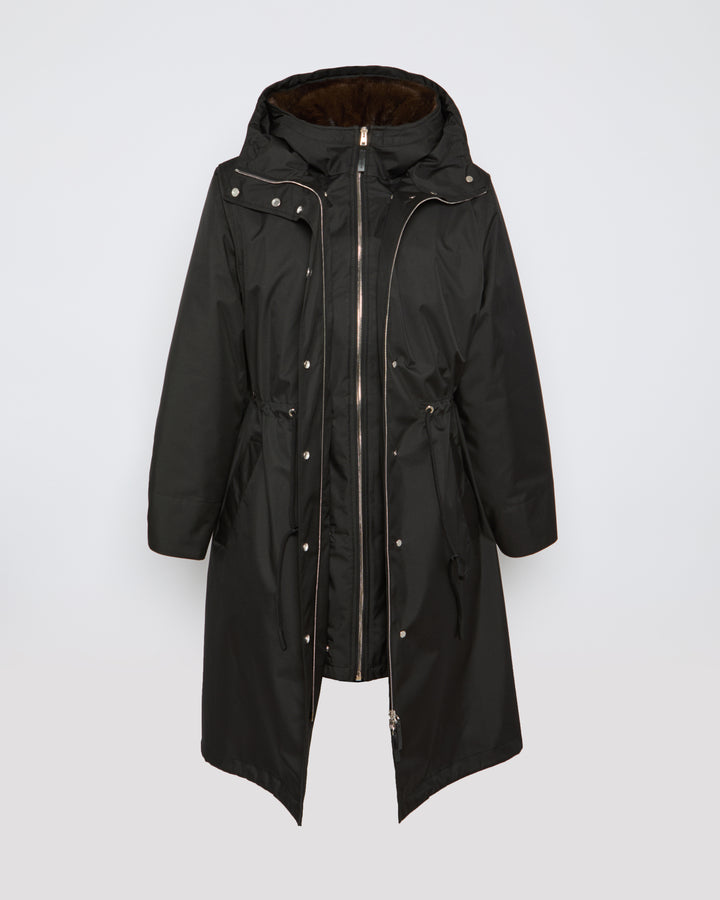 Long parka in technical fabric and mink -Yves Salomon