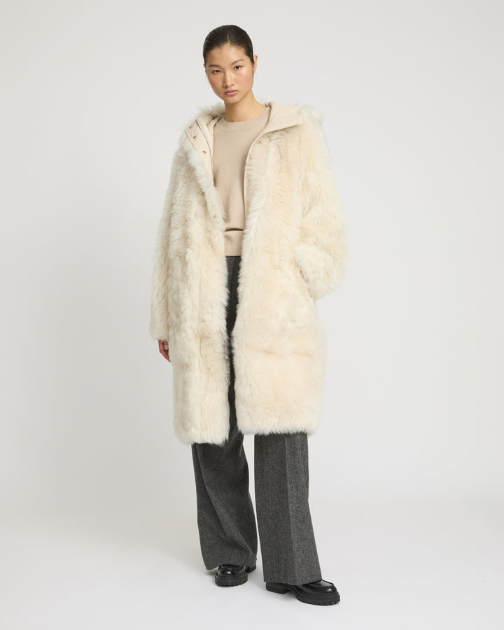 Long Toscana lambskin parka styled coat