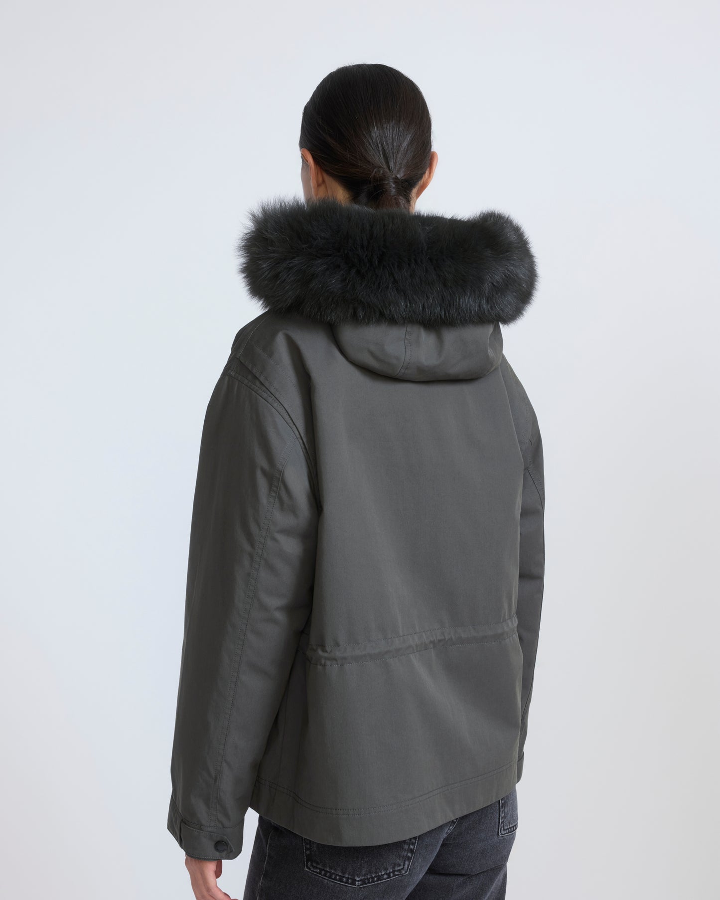 Short parka in cotton with fox and rabbit fur - Yves Salomon - New Fall/Winter Collection