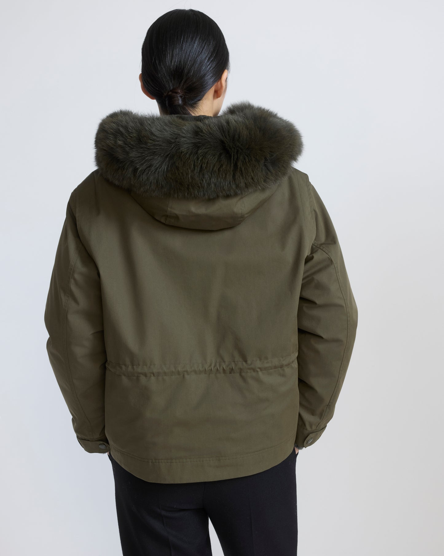 Short parka in cotton with fox and rabbit fur - Yves Salomon - New Fall/Winter Collection