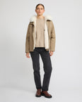 Short parka in cotton blend and fox and rabbit fur