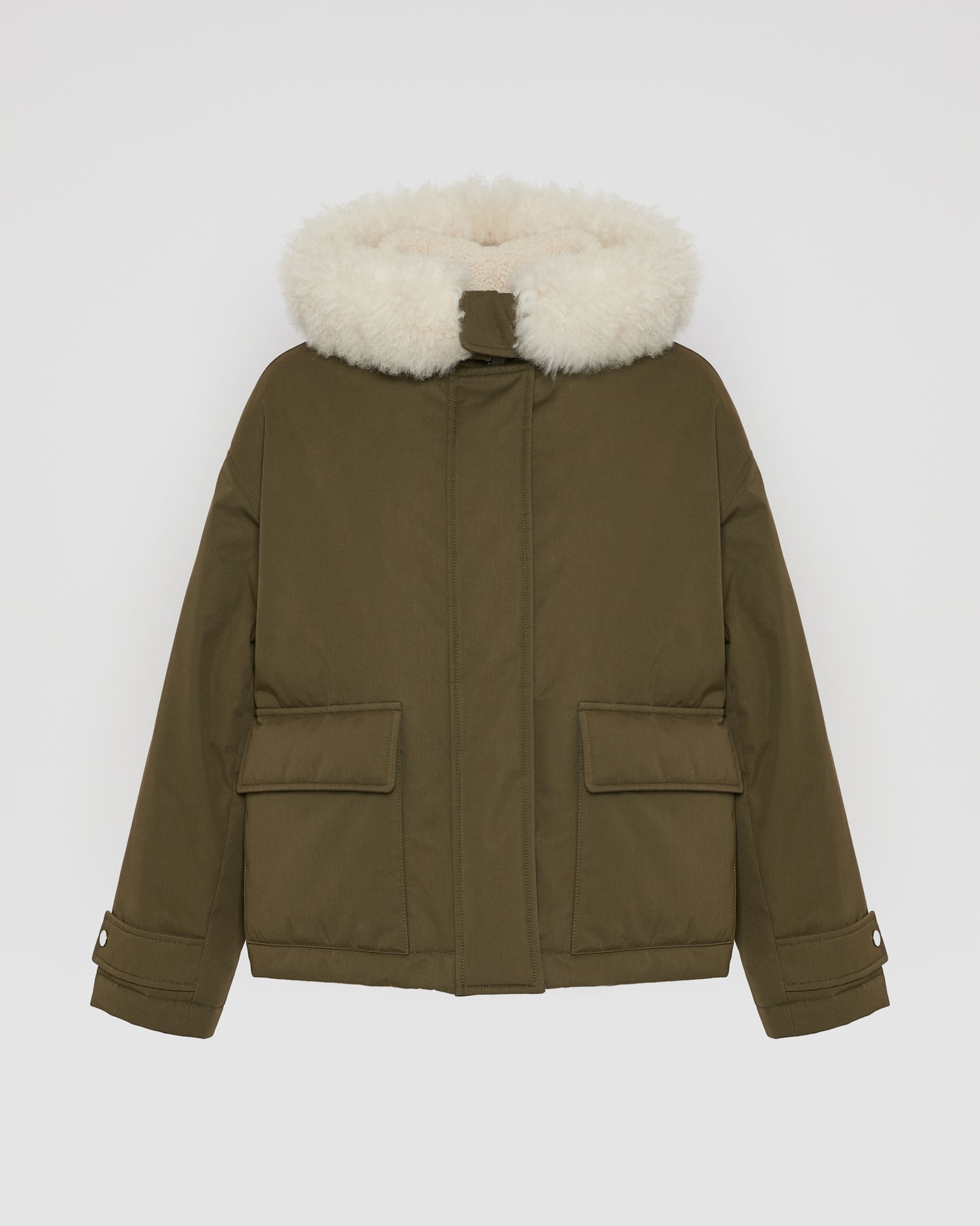 Short parka in cotton blend and lambskin shearling - Yves Salomon