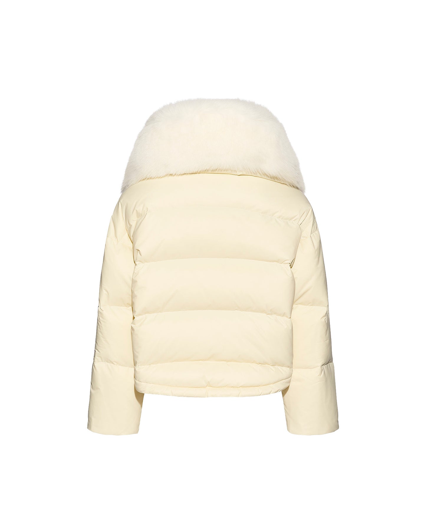 Short down jacket with fox trim