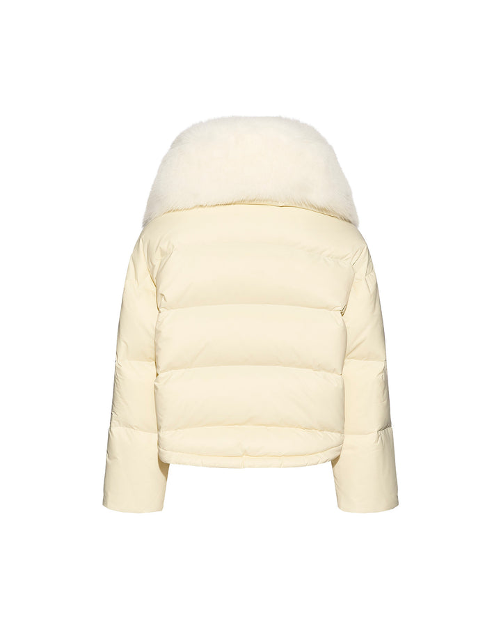 Short down jacket with fox trim