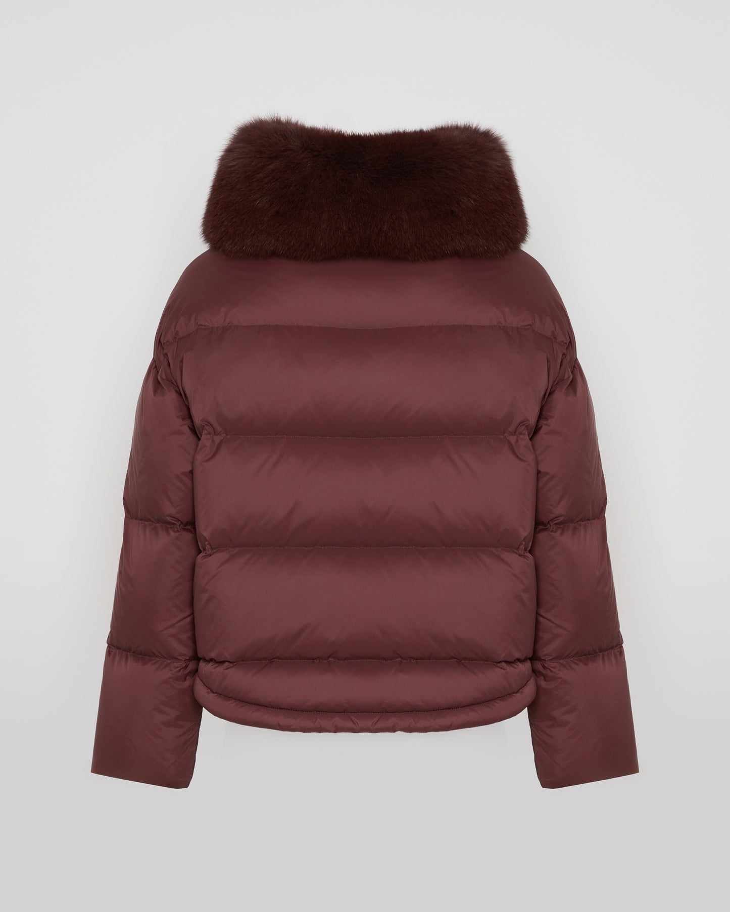 Short down jacket with fox trim