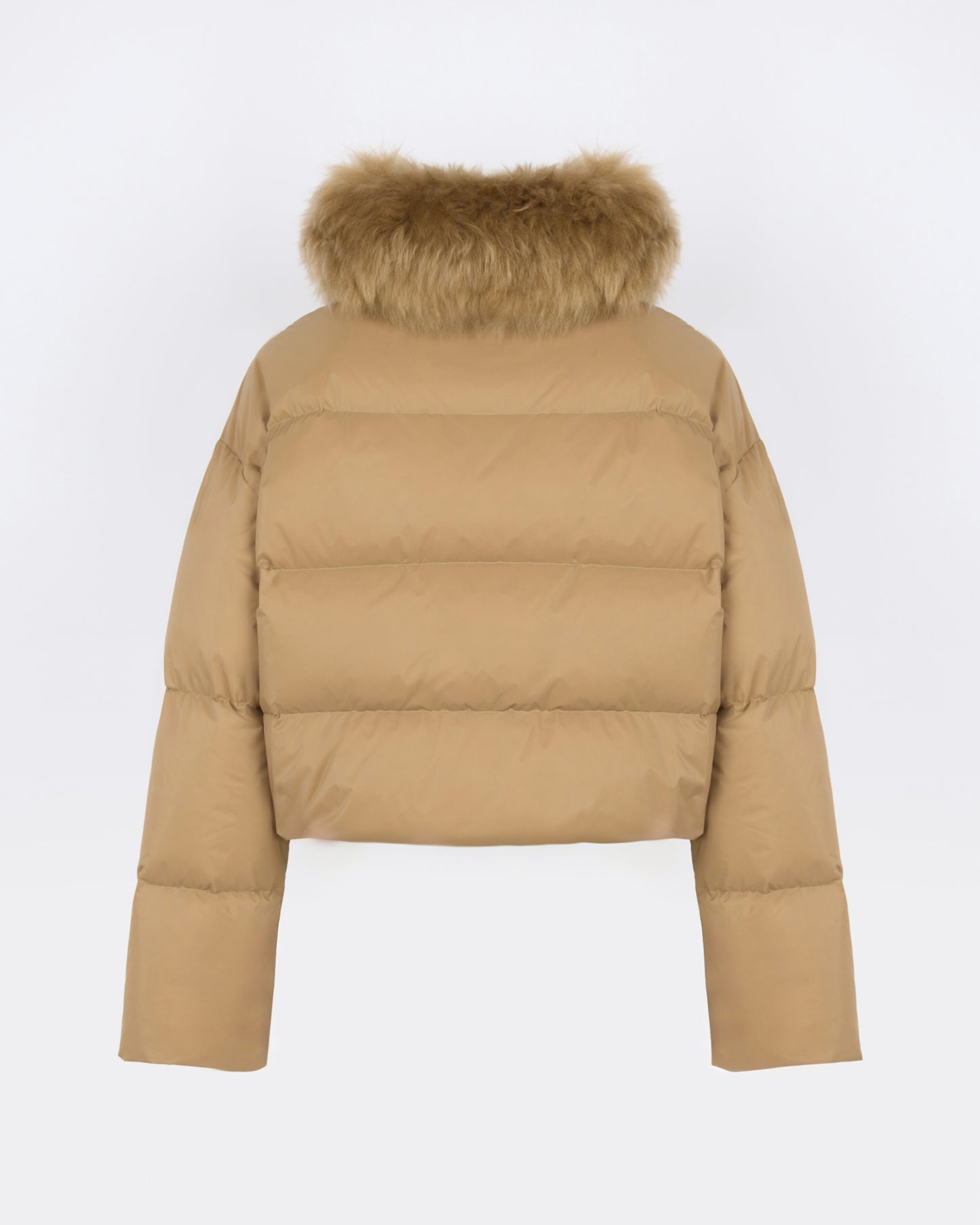 Short down jacket in waterproof technical fabric with airy lambswool trim - Yves Salomon - New Fall/Winter Collection