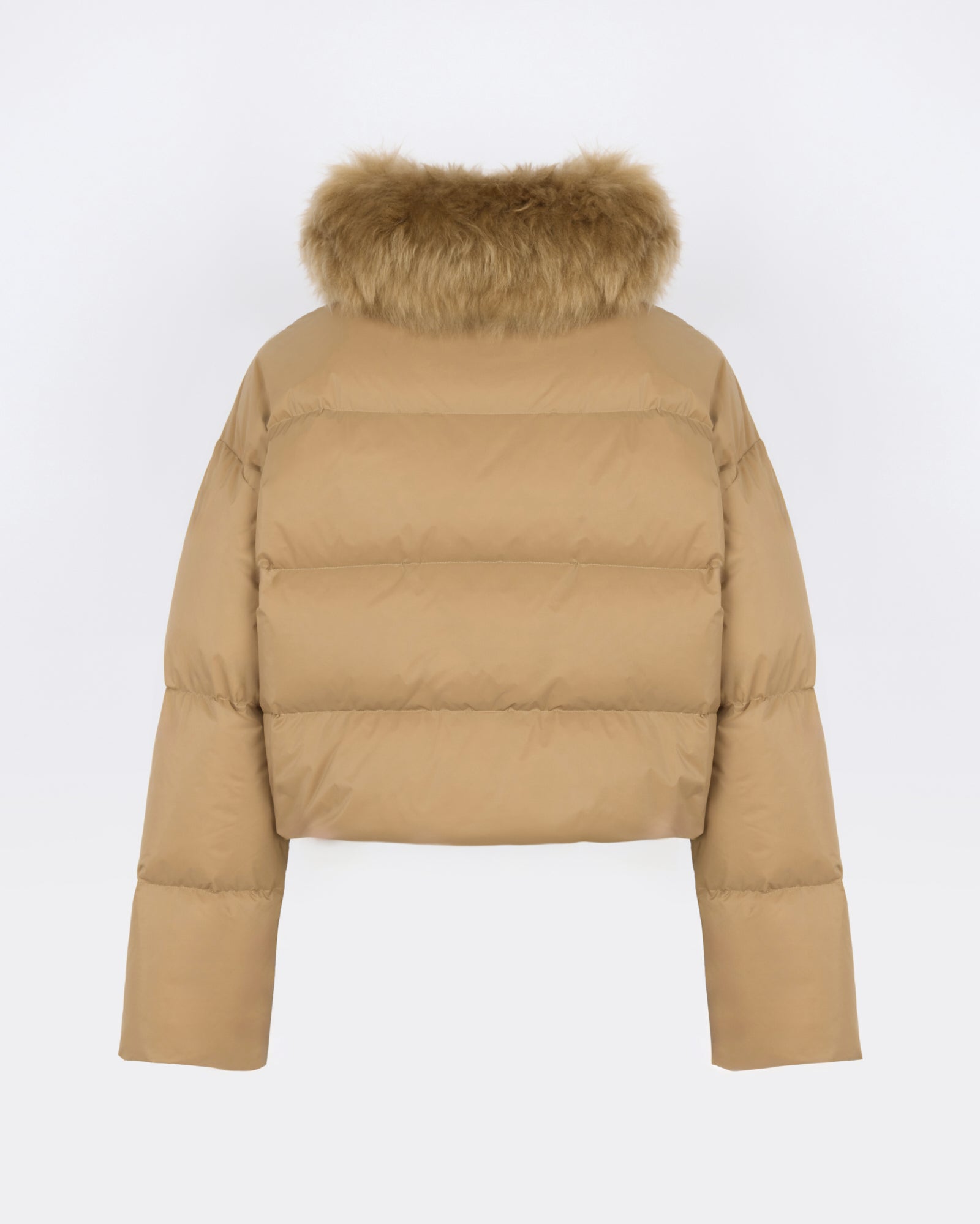 Short down jacket in waterproof technical fabric with airy lambswool trim - Yves Salomon - New Fall/Winter Collection