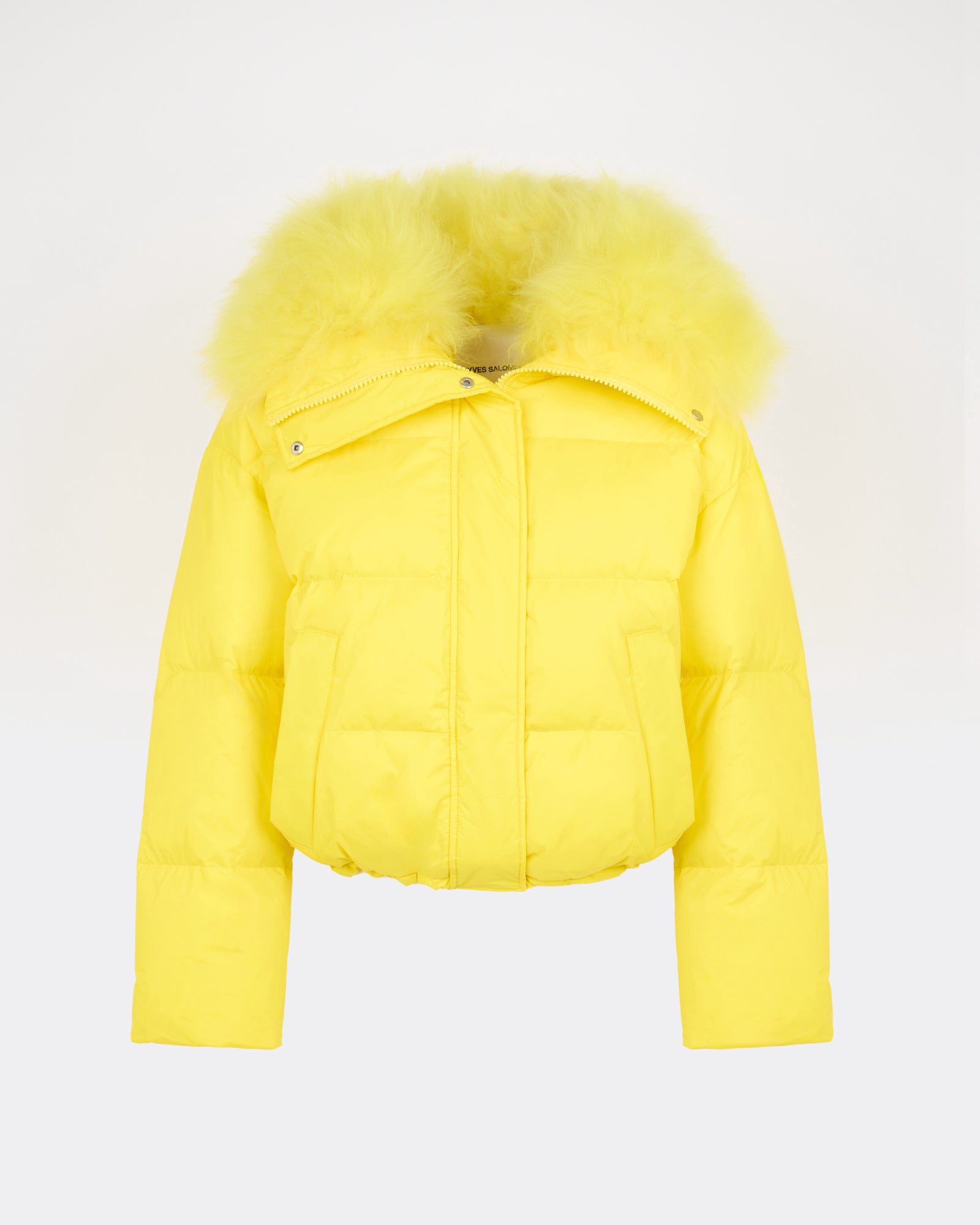 Short down jacket in waterproof technical fabric with airy lambswool trim - Yves Salomon - New Fall/Winter Collection