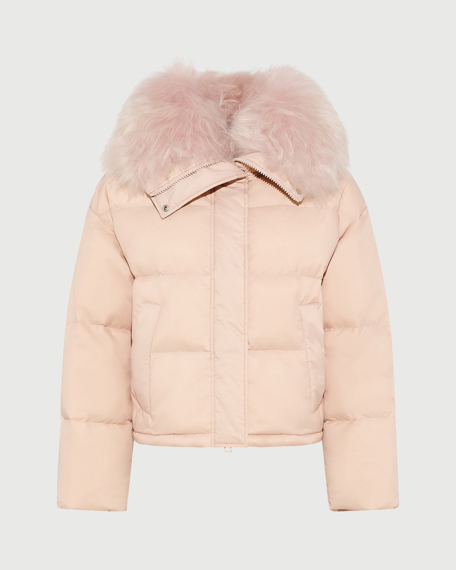 Short down jacket in waterproof technical fabric with airy lambswool trim - Yves Salomon - New Fall Winter Collection