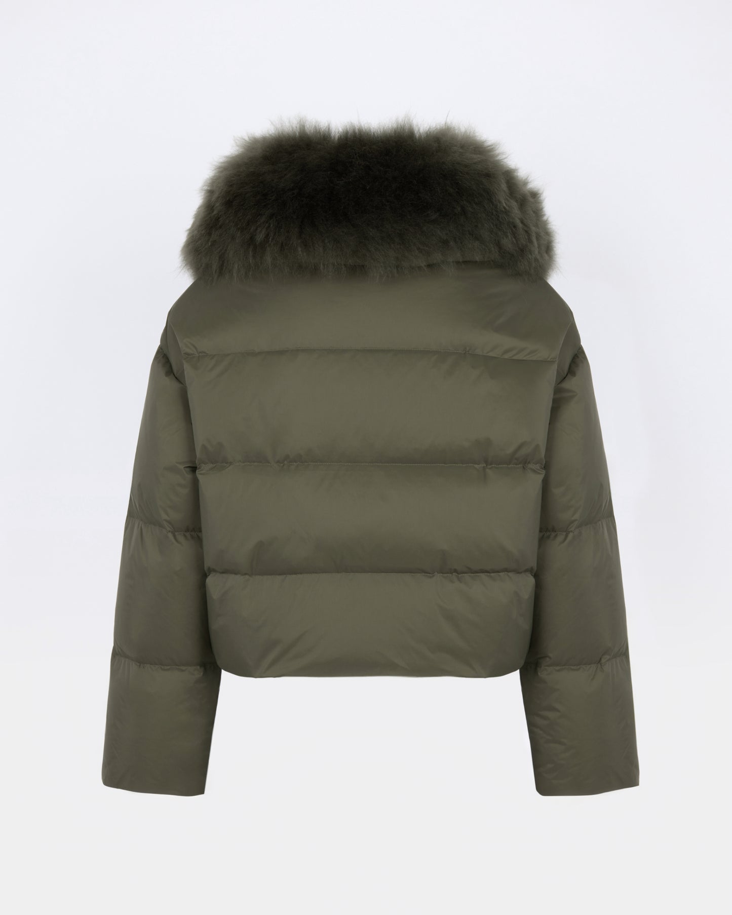 Short down jacket in waterproof technical fabric with airy lambswool trim - Yves Salomon - New Fall/Winter Collection