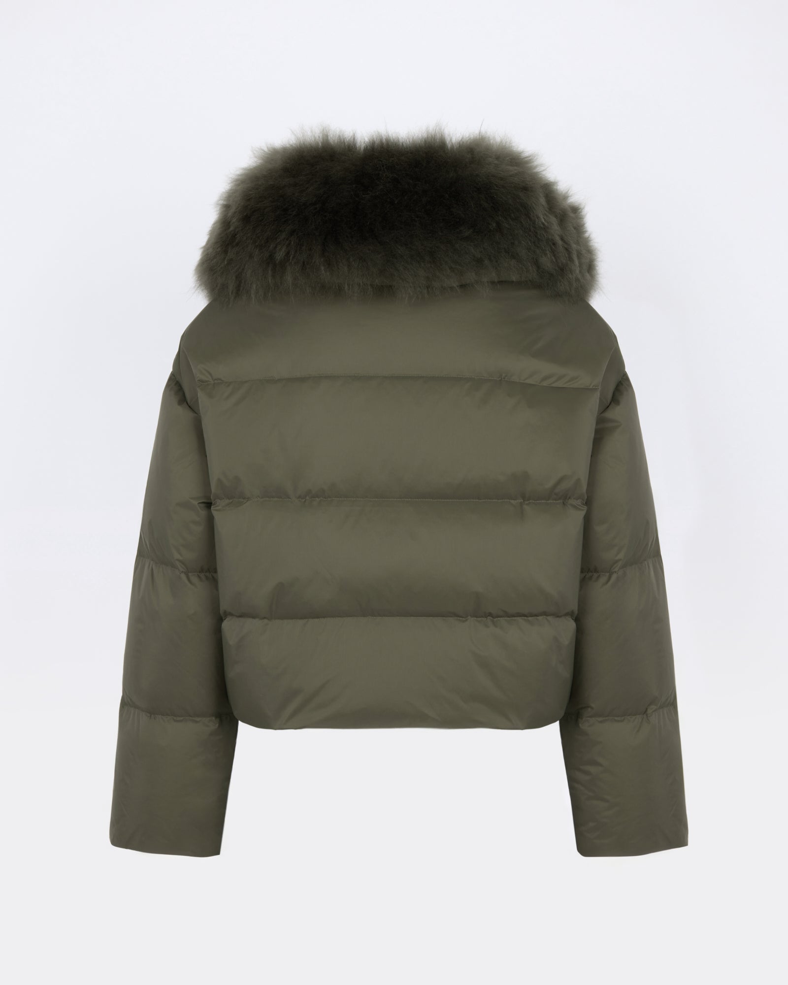 Short down jacket in waterproof technical fabric with airy lambswool trim - Yves Salomon - New Fall/Winter Collection