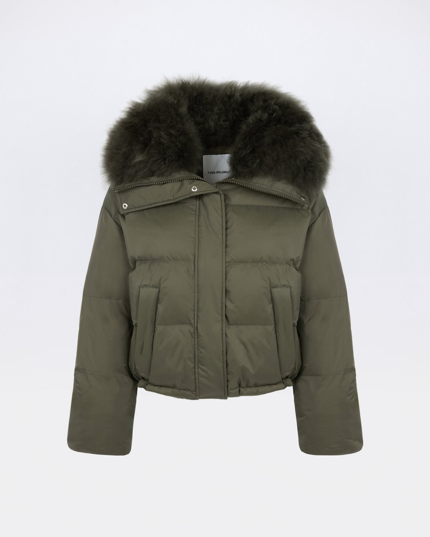 Short down jacket in waterproof technical fabric with airy lambswool trim - Yves Salomon - New Fall/Winter Collection