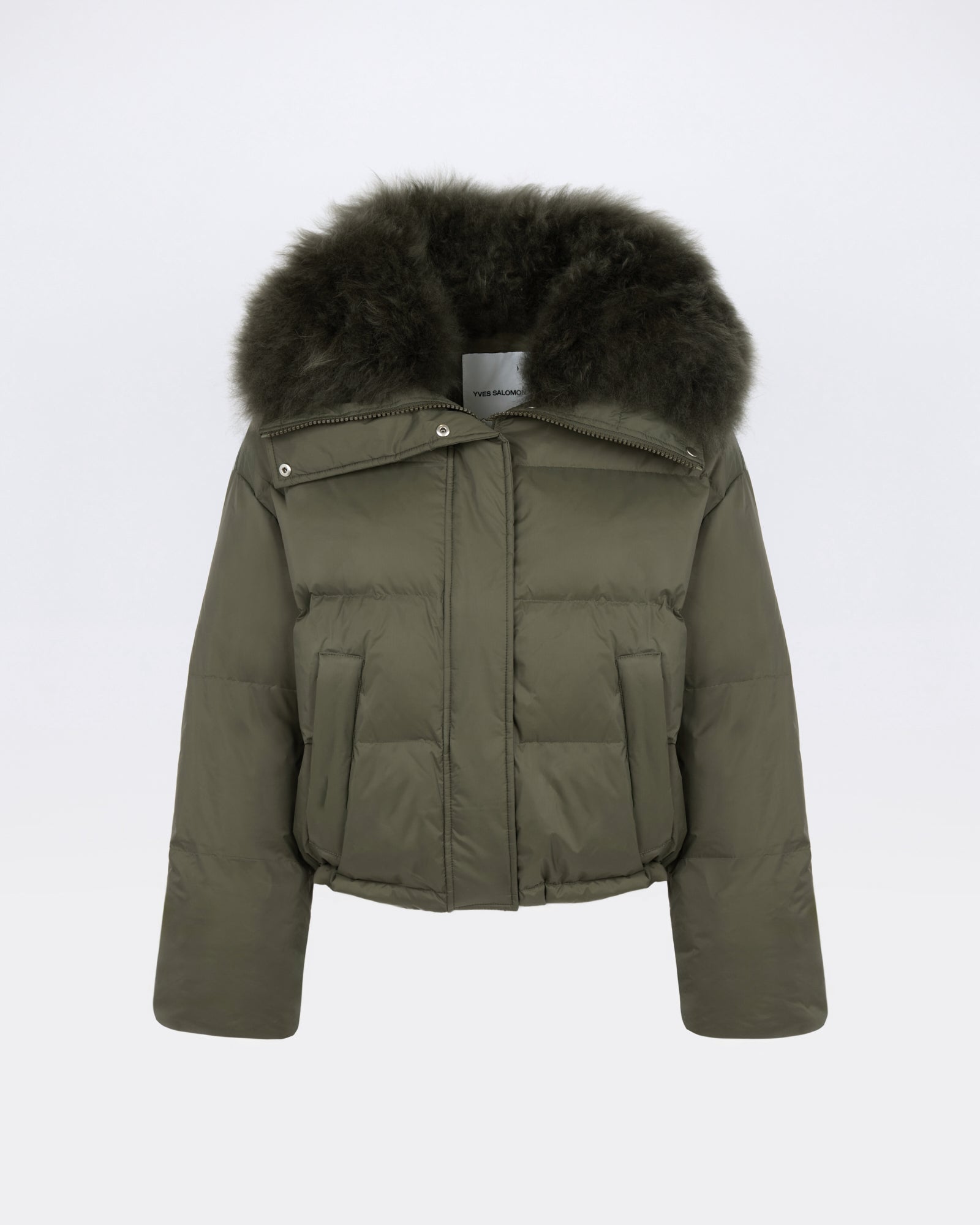 Short down jacket in waterproof technical fabric with airy lambswool trim - Yves Salomon - New Fall/Winter Collection