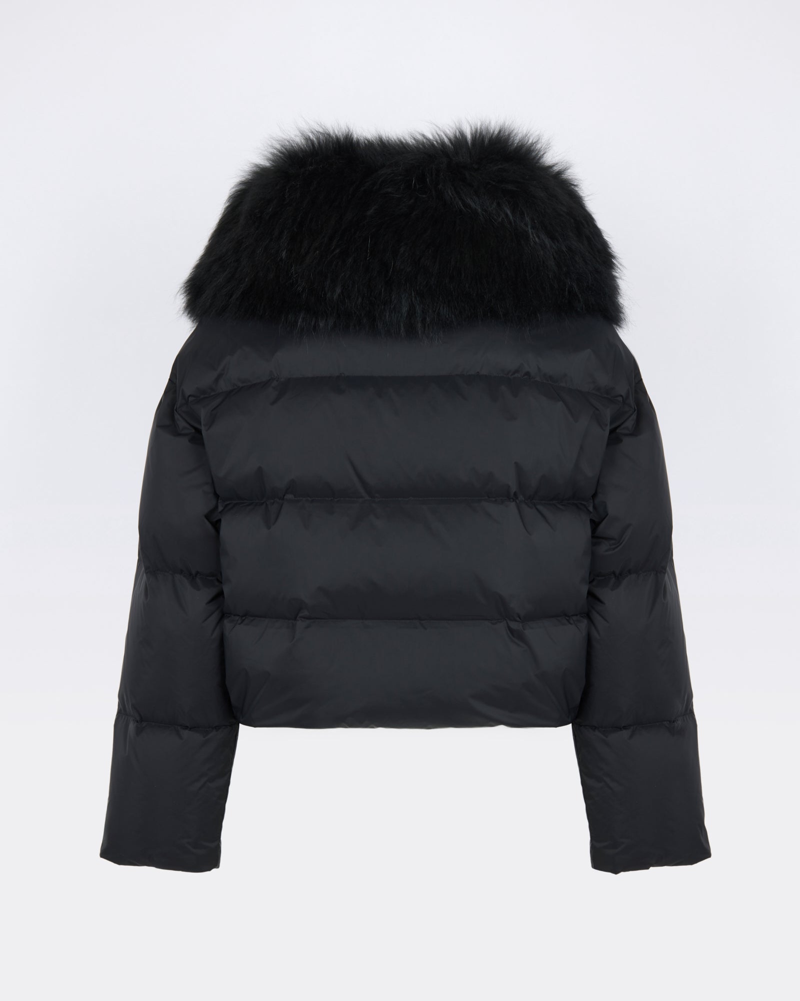 Short down jacket in waterproof technical fabric with airy lambswool trim - Yves Salomon - New Fall/Winter Collection