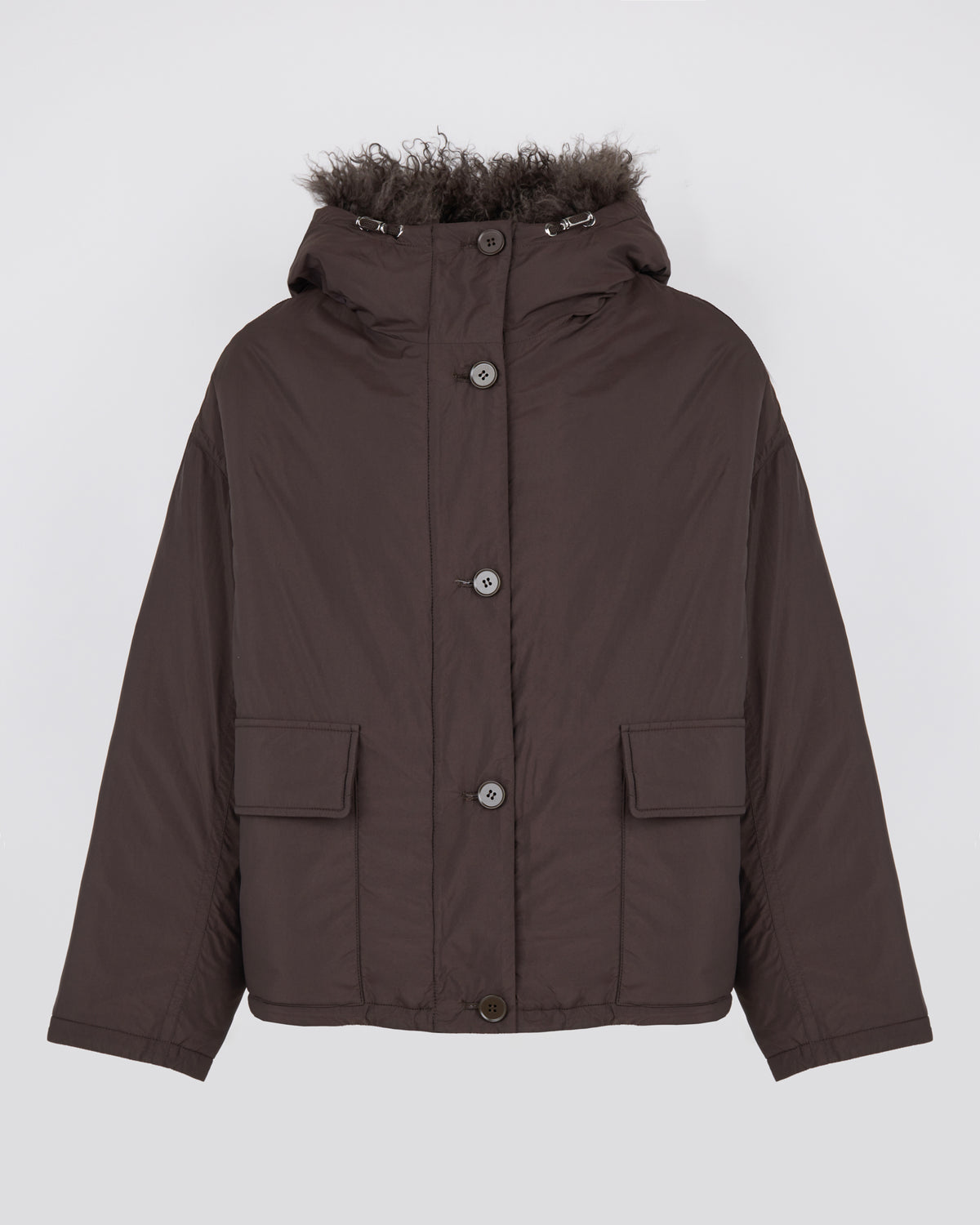 Short ultra-light down jacket with curly lambskin trim - Yves Salomon - New Fall/Winter Collection