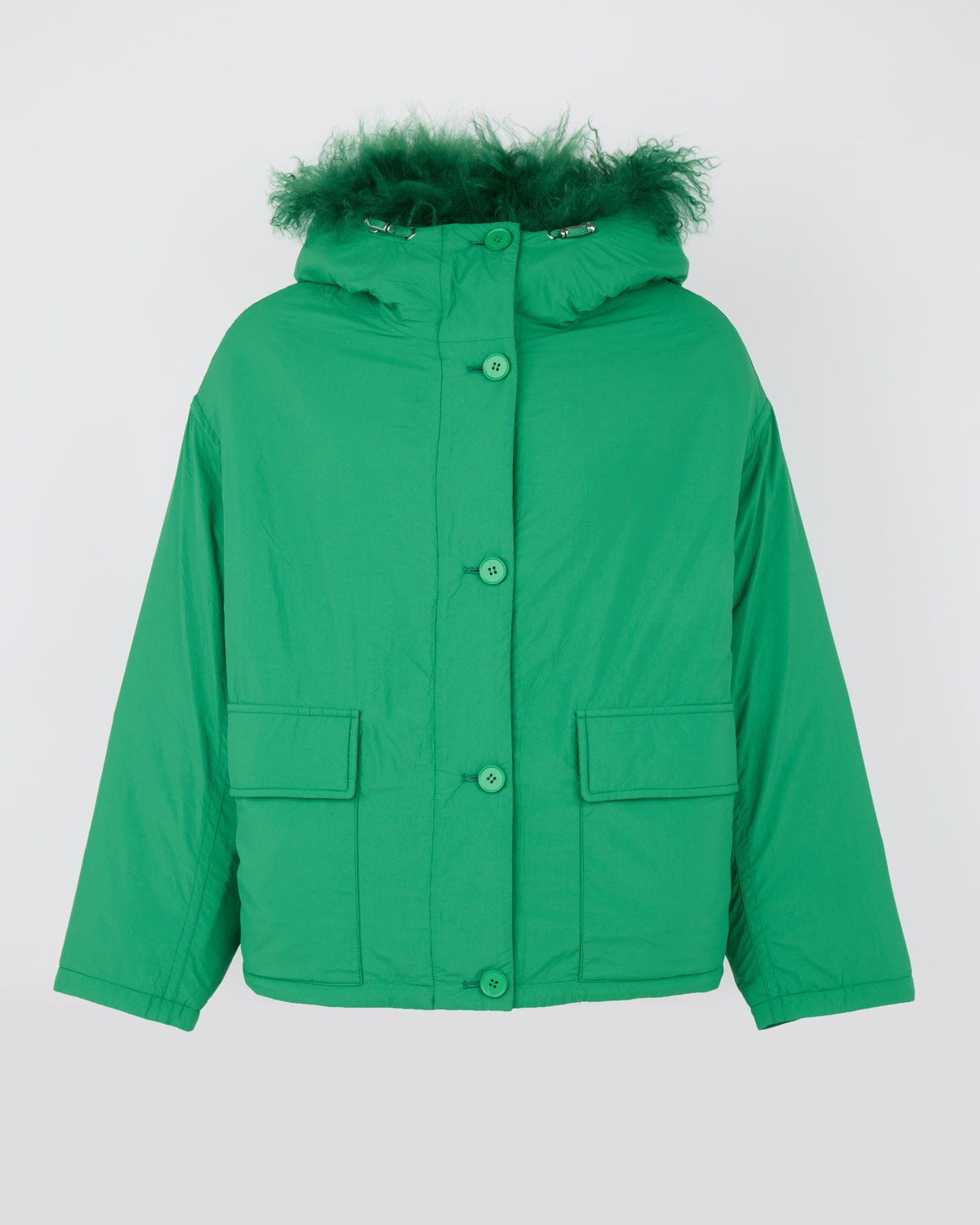 Short ultra-light down jacket with curly lambskin trim - Yves Salomon - New Fall/Winter Collection