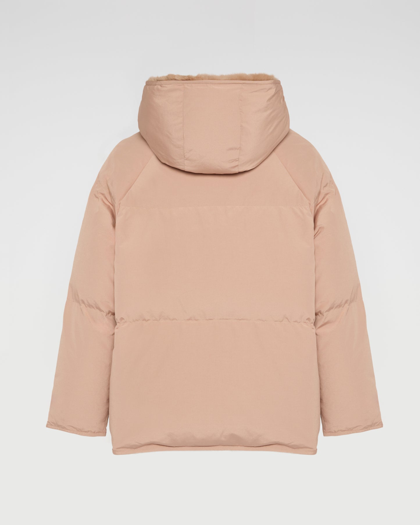 Short down jacket with rex rabbit fur trim
