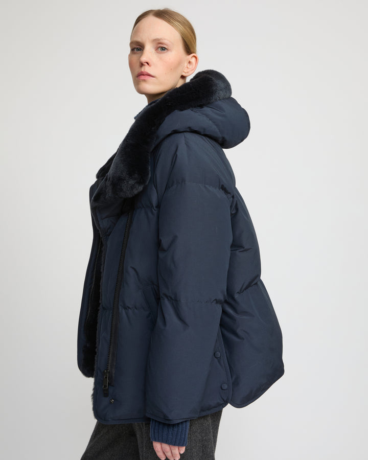 Short down jacket with rex rabbit fur trim - Yves Salomon