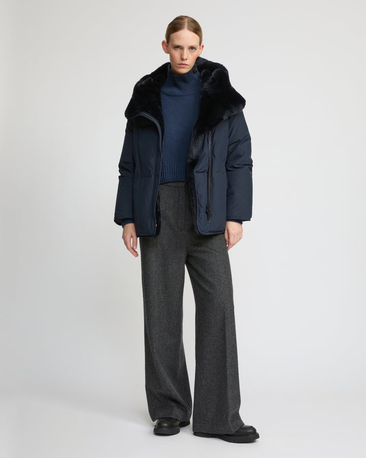 Short down jacket with rex rabbit fur trim - Yves Salomon