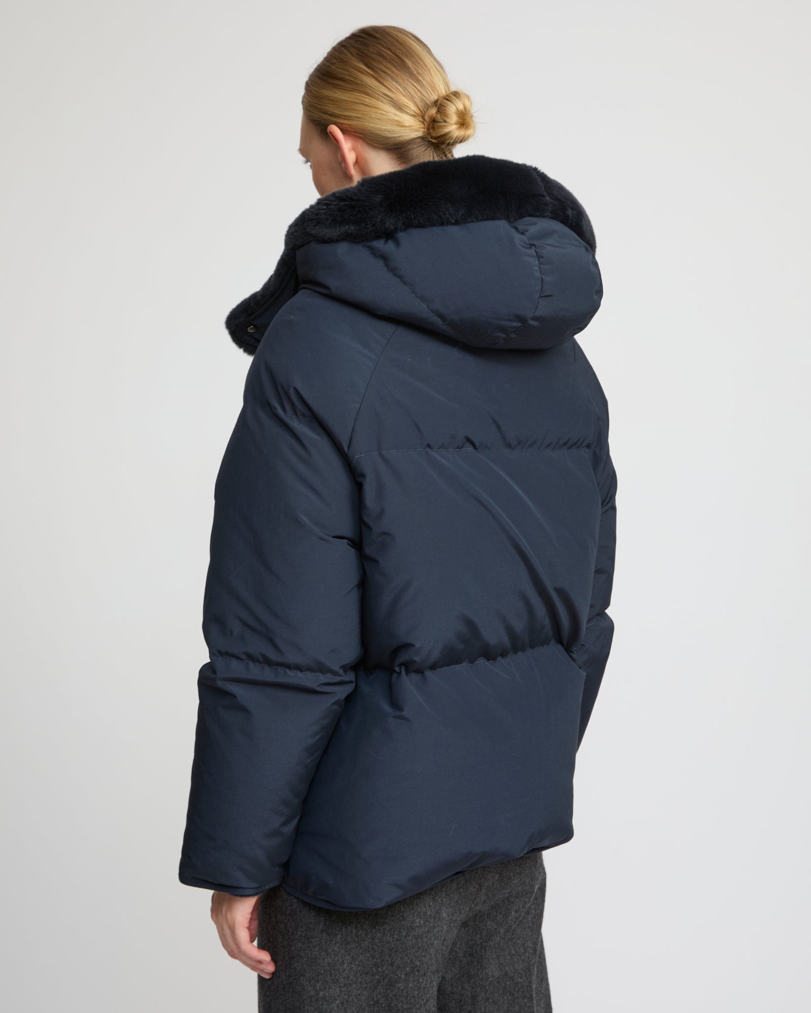 Short down jacket with rex rabbit fur trim - Yves Salomon