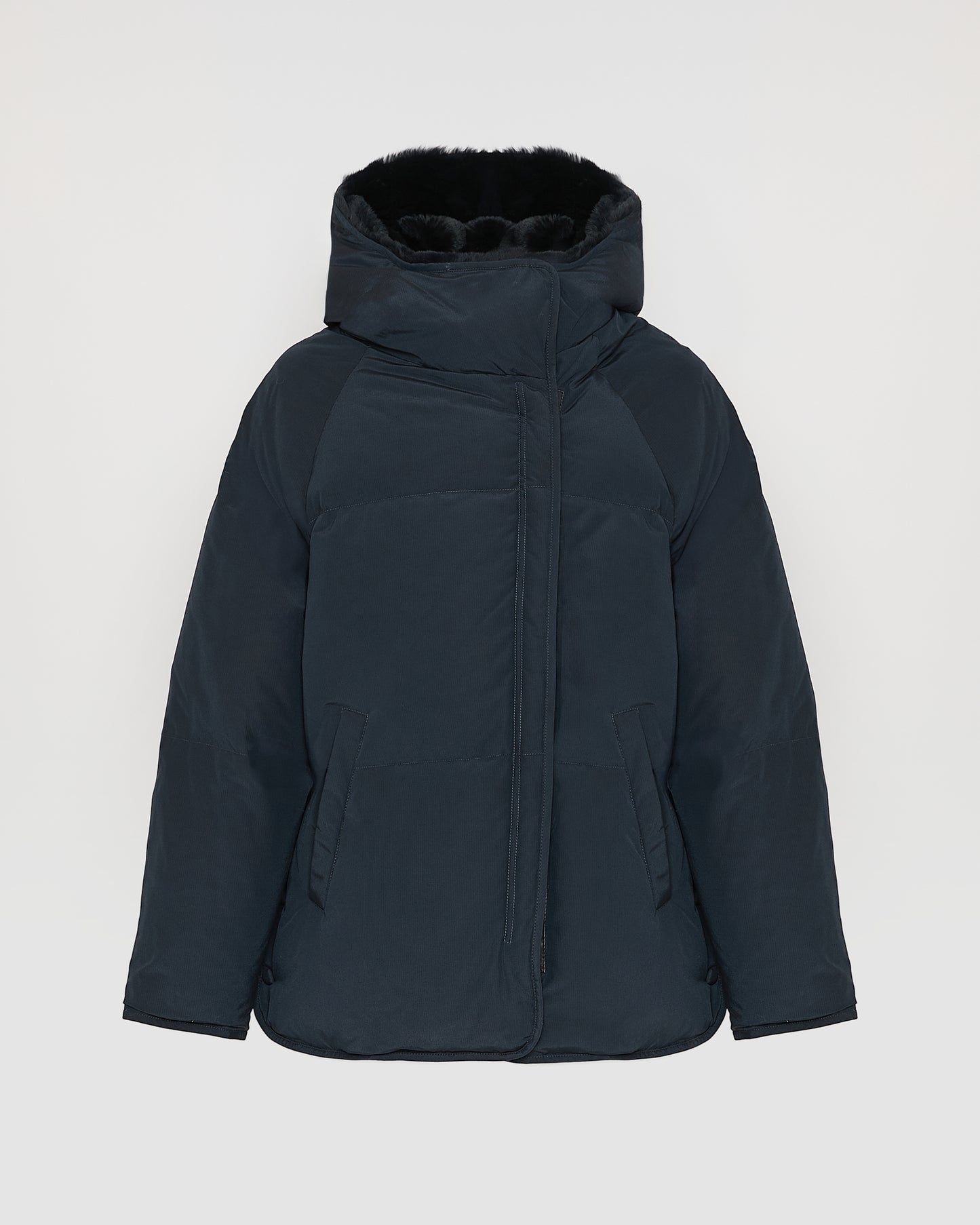 Short down jacket with rex rabbit fur trim - Yves Salomon