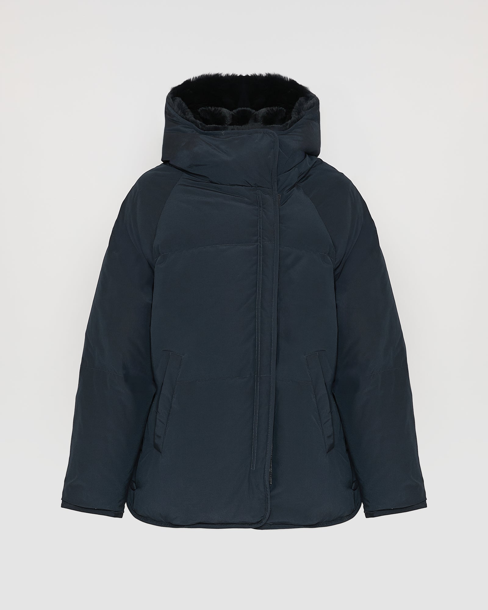 Short down jacket with rex rabbit fur trim - Yves Salomon