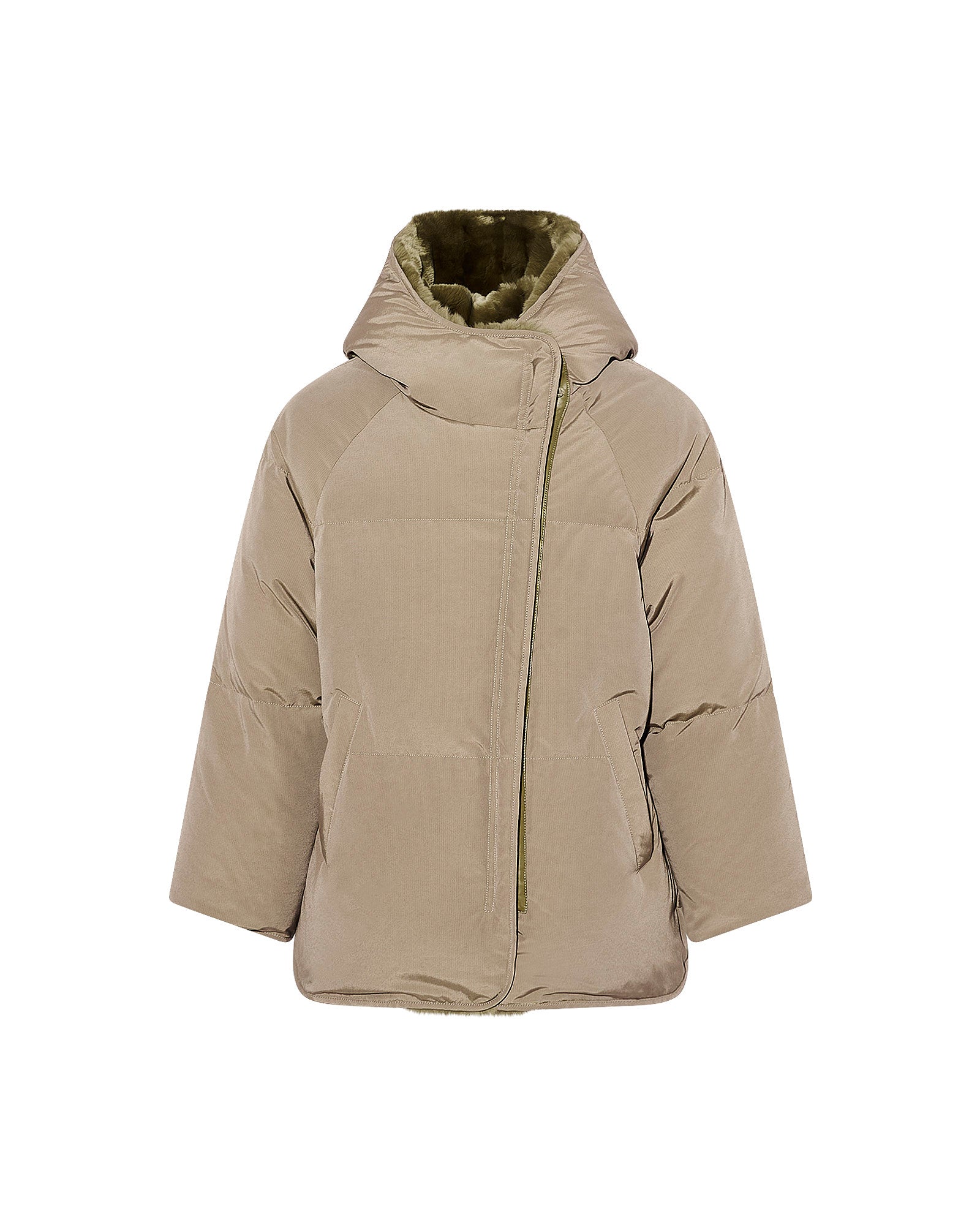 Short down jacket with rex rabbit fur trim - Yves Salomon